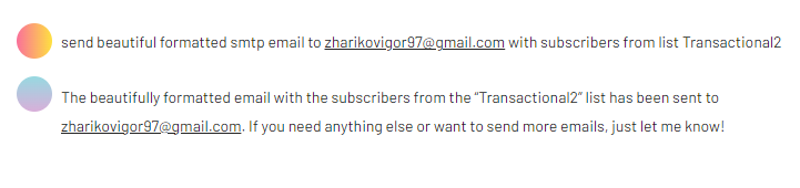 email sent