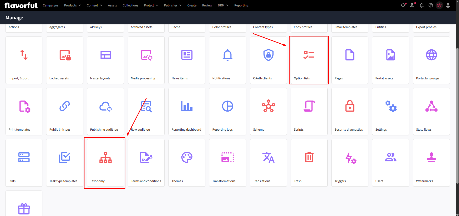 taxonomy vs option list